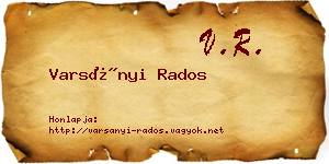 Varsányi Rados névjegykártya